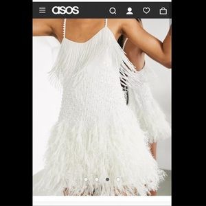 ASOS EDITION faux fur Pearl embellished dress